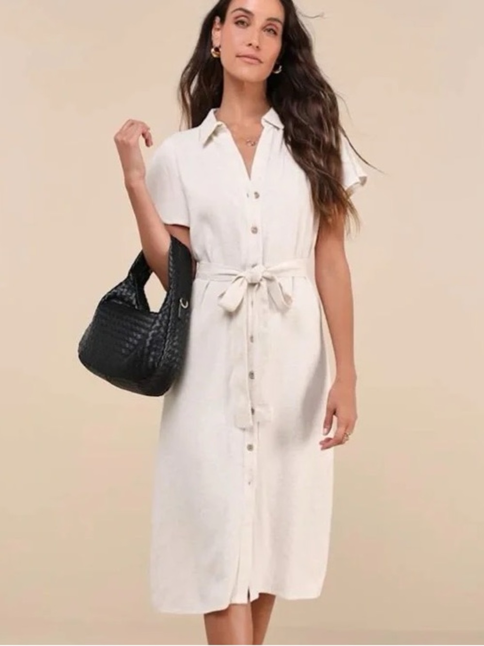 NWT Lulus Italian Summer Linen Midi Dress